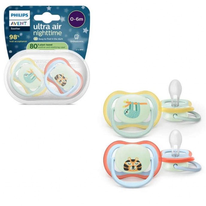 Avent Soother 0/6m Night Sloth Tiger