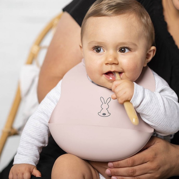 Nattou Silicon Bib Antique Pink Nattou Silicon Bib Antique Pink