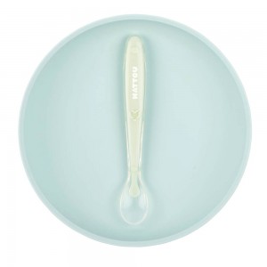 Nattou Silicone Plate and Spoon Blue/Green Nattou Silicone Plate and Spoon Blue/Green