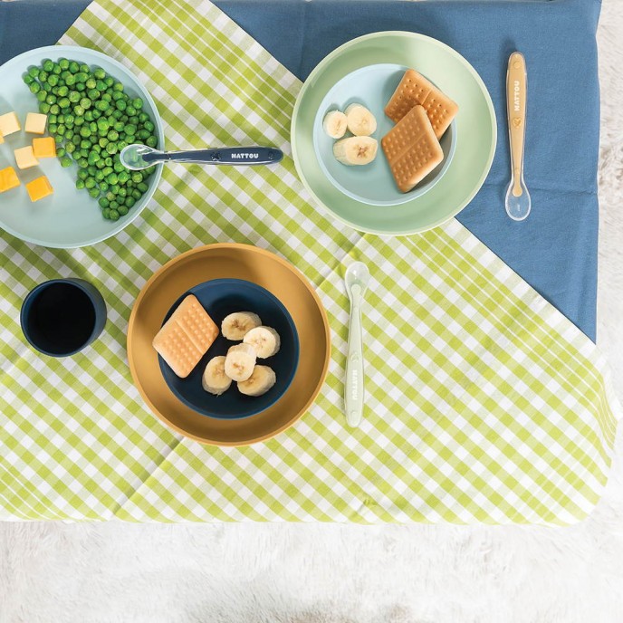 Nattou Silicon Meal Set 2pc Blue/Green