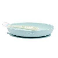 Nattou Silicone Plate and Spoon Blue/Green
