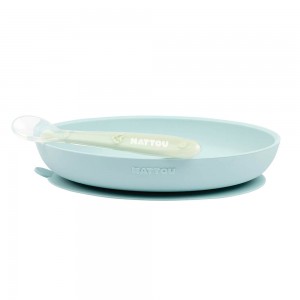 Nattou Silicone Plate and Spoon Blue/Green Nattou Silicone Plate and Spoon Blue/Green