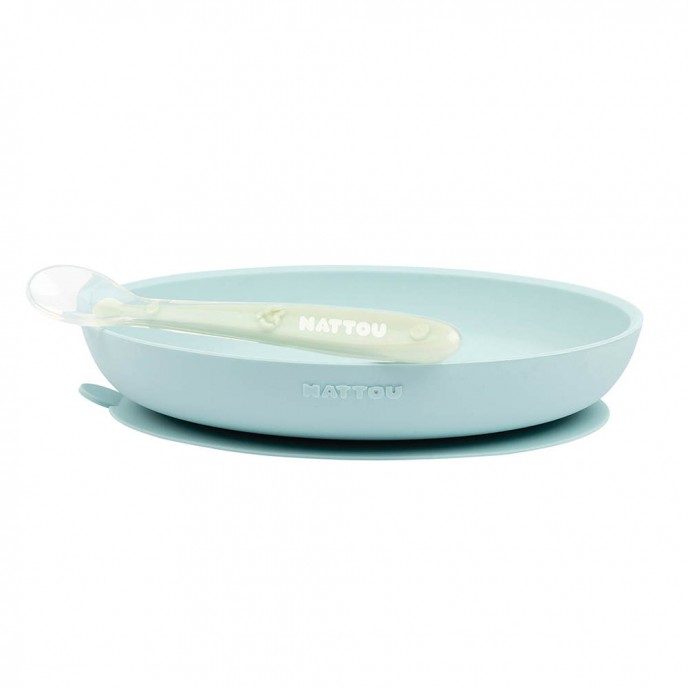 Nattou Silicon Meal Set 2pc Blue/Green