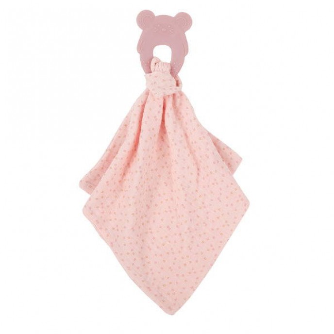 Nattou Silicon Teether and Muslin Doudou Pink