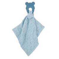 Nattou Silicon Teether and Muslin Doudou Blue