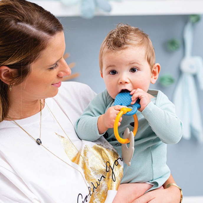 Nattou Silicon Teether Bear and Duck Ochre