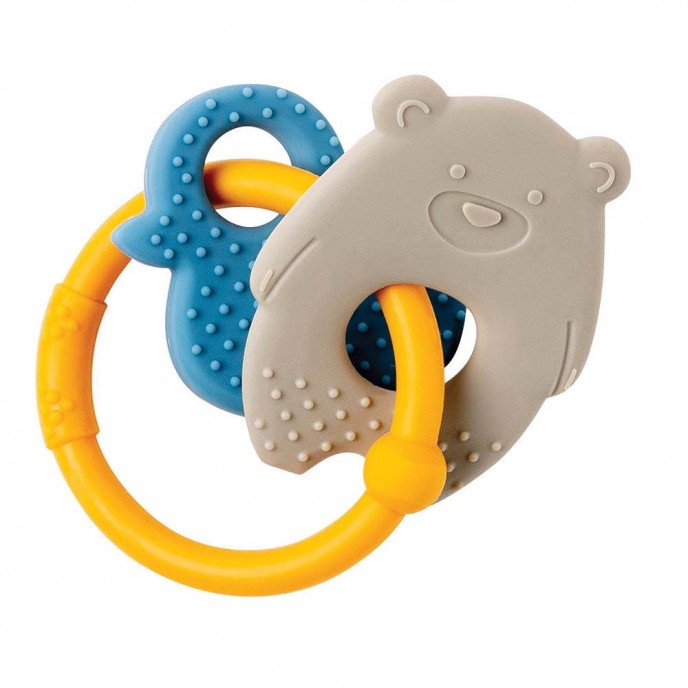 Nattou Silicon Teether Bear and Duck Ochre