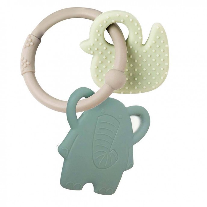 Nattou Silicon Teether Elephant and Duck Grey - Mum n Me Baby Shop Malta