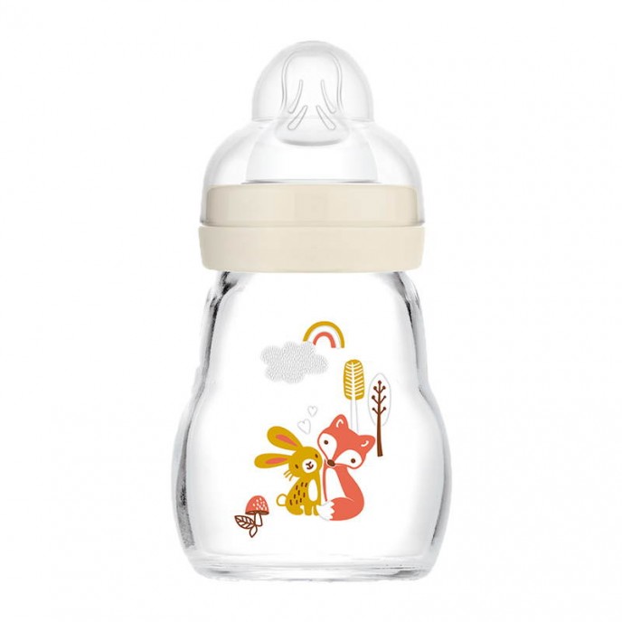 Mam Feel Good Glass Bottle 170ml Beige Mam Feel Good Glass Bottle 170ml Beige