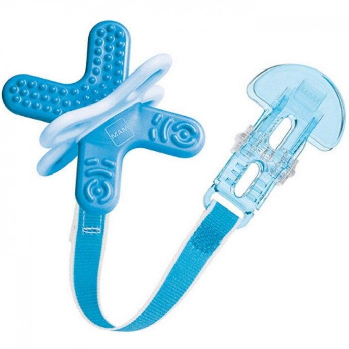 Mam Bite and Relax Teether 4m+ with Holder Blue