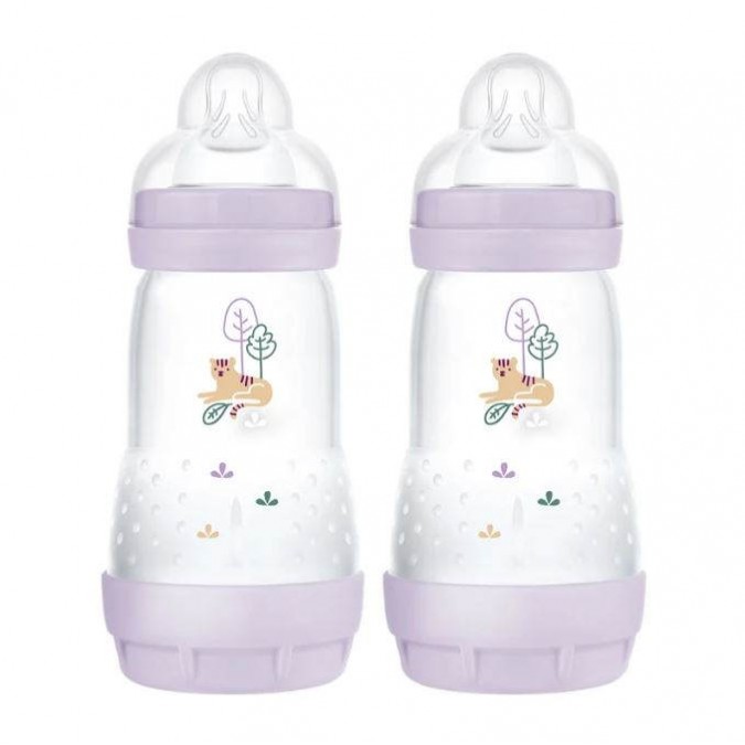 Mam Anti-Colic Bottle 260ml 2pk Lilac Mam Anti-Colic Bottle 260ml 2pk Lilac