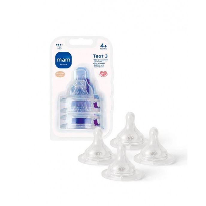 Mam Teat 4m 3 Fast Flow 4pack