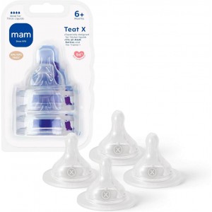 Mam Teat 6m 4 X Thick Feed Flow 4pk