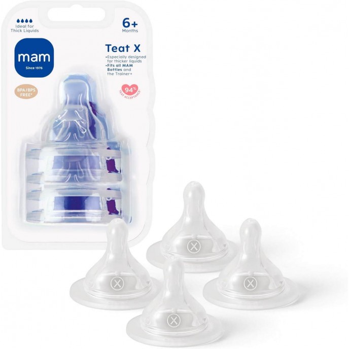 Mam Teat 6m 4 X Thick Feed Flow 4pk