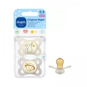 Mam Soothers 0-6m Original Night Laxer Rubber Mam Soothers 0-6m Original Night Laxer Rubber