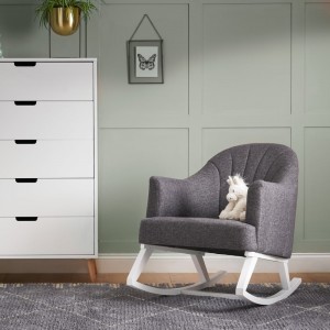 Obaby Rocking Chair Round Back White Grey Cushion