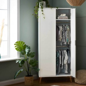 Obaby Double Wardrobe Maya White with Natural Obaby Double Wardrobe Maya White with Natural