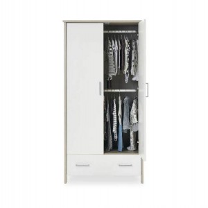 Obaby Double Wardrobe Nika Grey Wash and White Obaby Double Wardrobe Nika Grey Wash and White