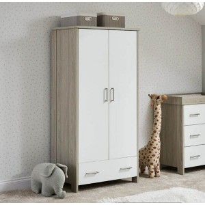 Obaby Double Wardrobe Nika Grey Wash and White Obaby Double Wardrobe Nika Grey Wash and White