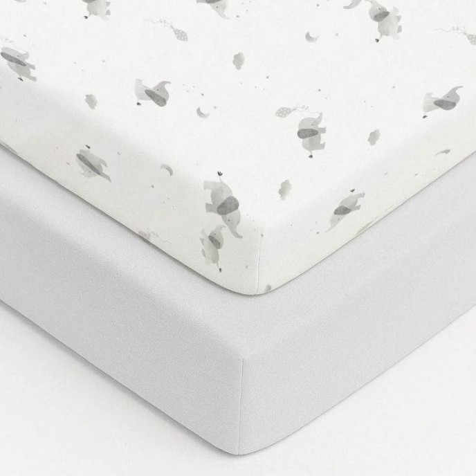 Baby Elegance Fitted Sheets Travel Cot/Co-Sleeper 2pk Elephants Baby Elegance Fitted Sheets Travel Cot/Co-Sleeper 2pk Elephants