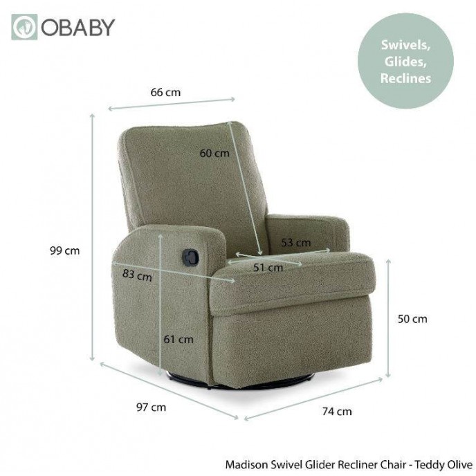 Obaby Swivel Glider Chair Madison Teddy Olive Obaby Swivel Glider Chair Madison Teddy Olive