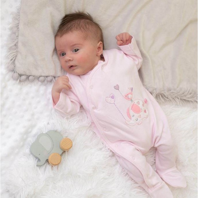 Dandelion Cotton Sleepsuit Elephant Balloon Pink 00-03m Dandelion Cotton Sleepsuit Elephant Balloon Pink 00-03m