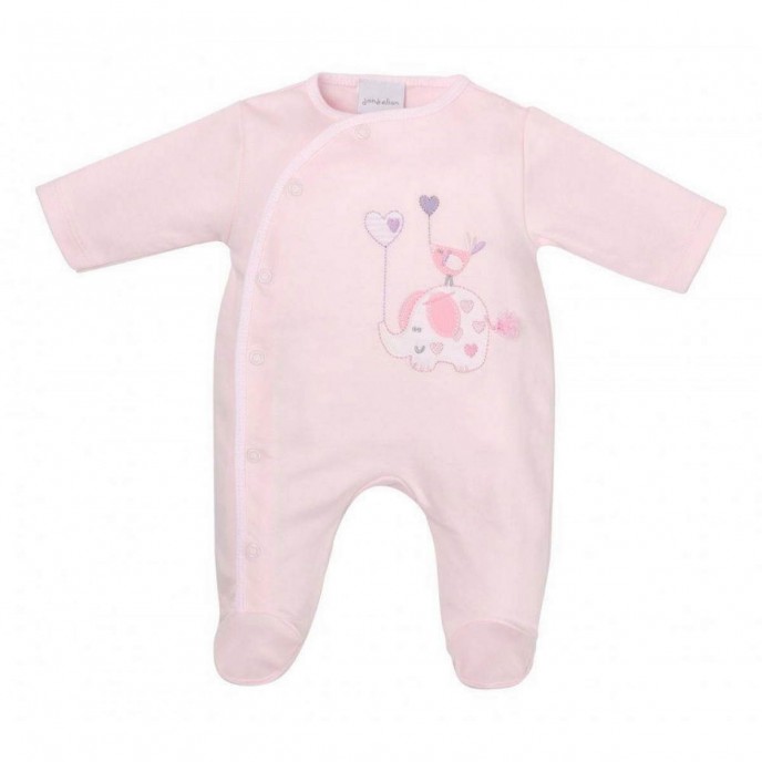Dandelion Cotton Sleepsuit Elephant Balloon Pink Newborn