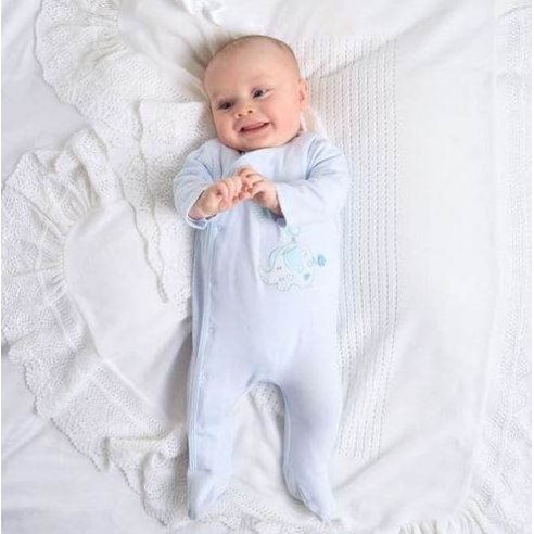 Dandelion Cotton Sleepsuit Elephant Balloon Blue 00-03m