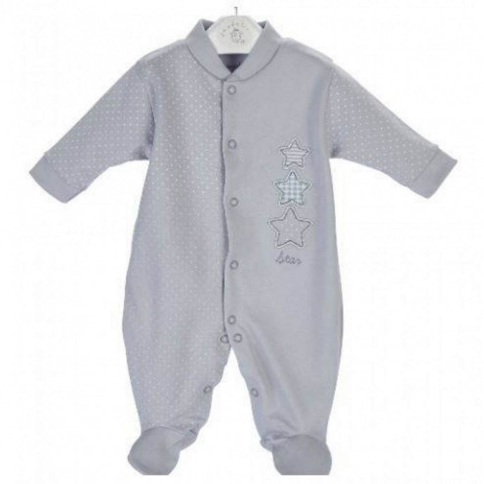 Dandelion Cotton Sleepsuit Triple Stars Grey  00-03m