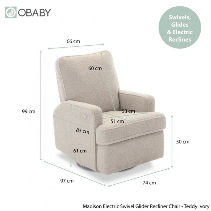 Obaby Swivel Electric Glider Chair Madison Boucle Obaby Swivel Electric Glider Chair Madison Boucle