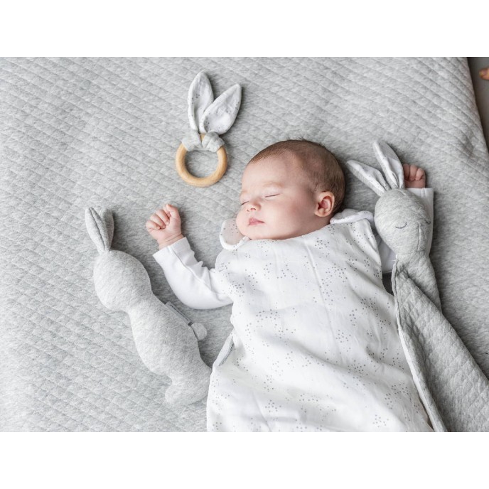 Nattou Cuddly Pure Cotton Bunny with Rattle Grey