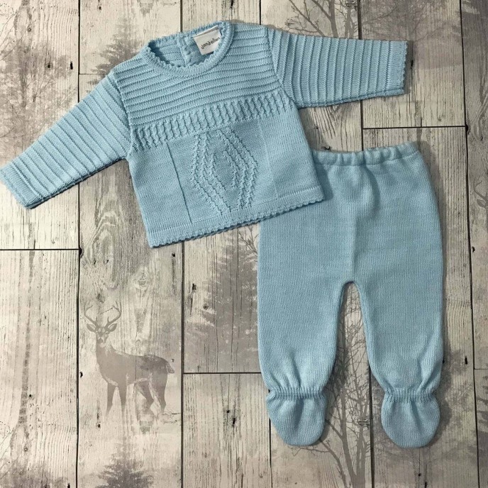 Dandelion Knitted Top and Trousers Set Blue