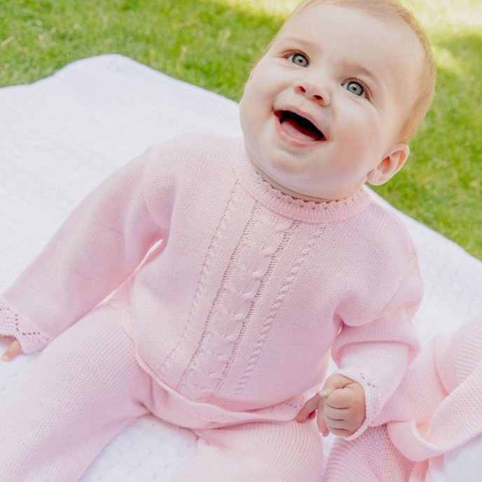 Dandelion Knitted Top and Trousers Set Pink