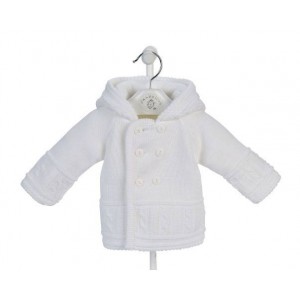 Dandelion Hooded Knitted Baby Jacket White Dandelion Hooded Knitted Baby Jacket White