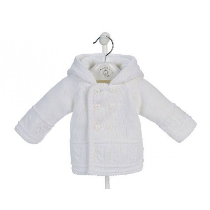 Dandelion Hooded Knitted Baby Jacket White