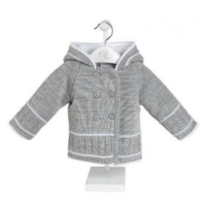 Dandelion Hooded Knitted Baby Jacket Grey Dandelion Hooded Knitted Baby Jacket Grey