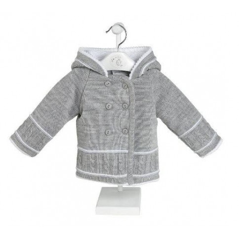 Dandelion Hooded Knitted Baby Jacket Grey