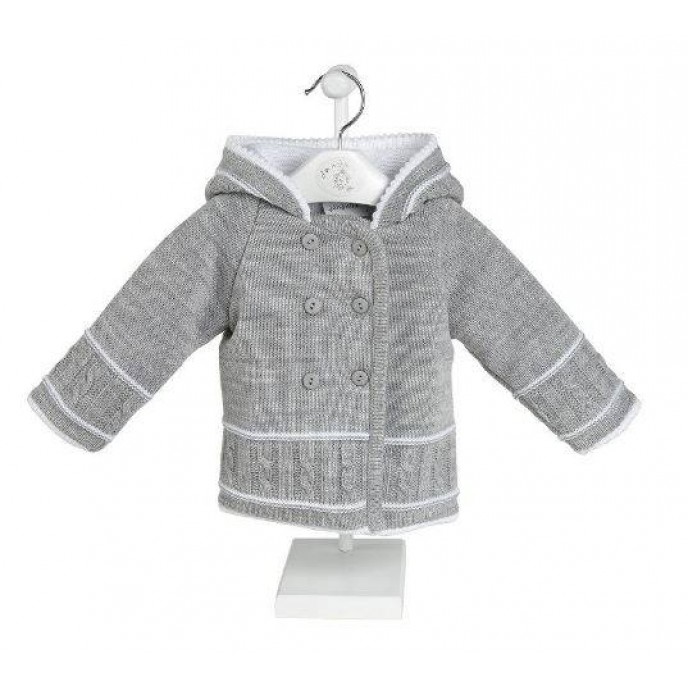 Dandelion Hooded Knitted Baby Jacket Grey