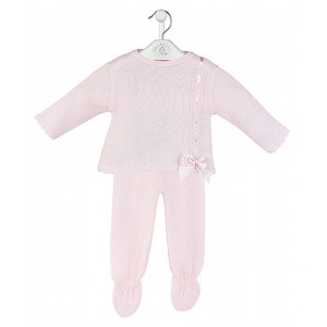 Dandelion Knitted Top with Bow and Trousers Set Pink Dandelion Knitted Top with Bow and Trousers Set Pink