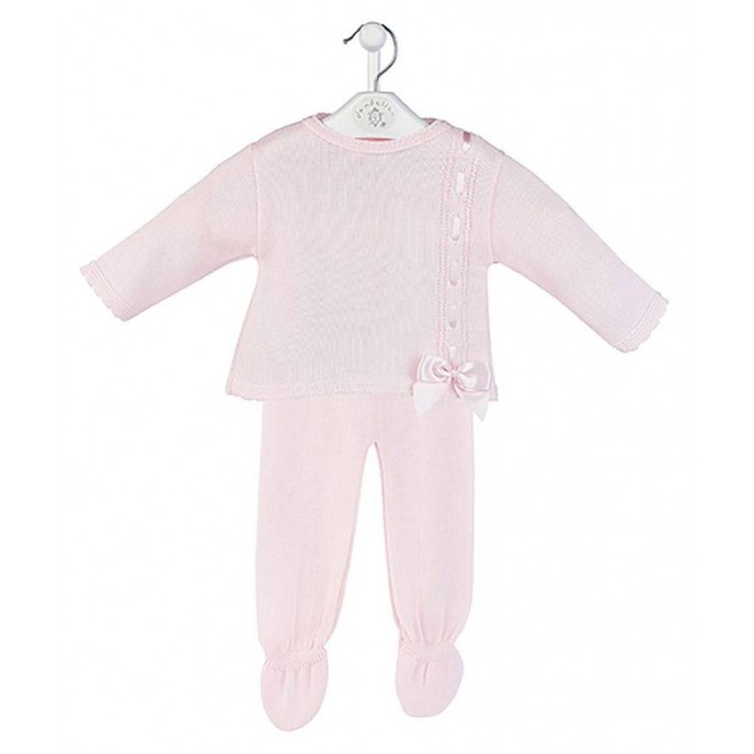 Dandelion Knitted Top with Bow and Trousers Set Pink