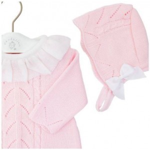 Dandelion Ruffle Collar Onesie and Bonnet Set Pink Dandelion Ruffle Collar Onesie and Bonnet Set Pink