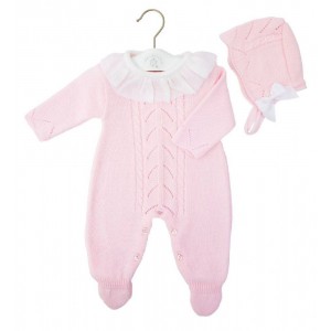 Dandelion Ruffle Collar Onesie and Bonnet Set Pink Dandelion Ruffle Collar Onesie and Bonnet Set Pink