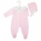 Dandelion Ruffle Collar Onesie and Bonnet Set Pink
