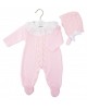 Dandelion Ruffle Collar Onesie and Bonnet Set Pink