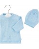 Dandelion Bobble Set Knitted Top, Trousers and Hat Blue