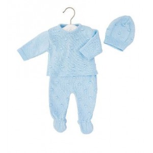 Dandelion Bobble Set Knitted Top, Trousers and Hat Blue Dandelion Bobble Set Knitted Top, Trousers and Hat Blue