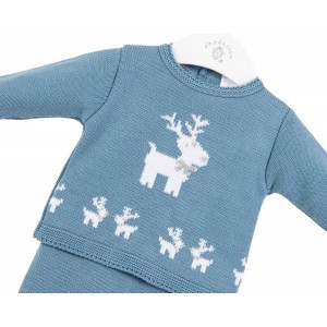 Dandelion Knitted Top and Trousers Set Reindeer Blue Dandelion Knitted Top and Trousers Set Reindeer Blue