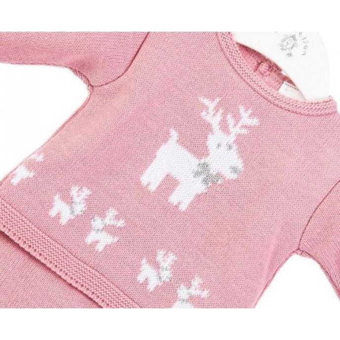 Dandelion Knitted Top and Trousers Set Reindeer Pink