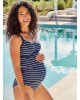 Jojo Maman Bebe Maternity Tankini Navy Stripe