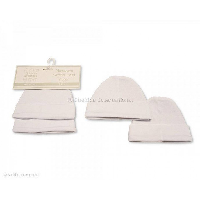 Baby Cotton Caps 2pk White Baby Cotton Caps 2pk White